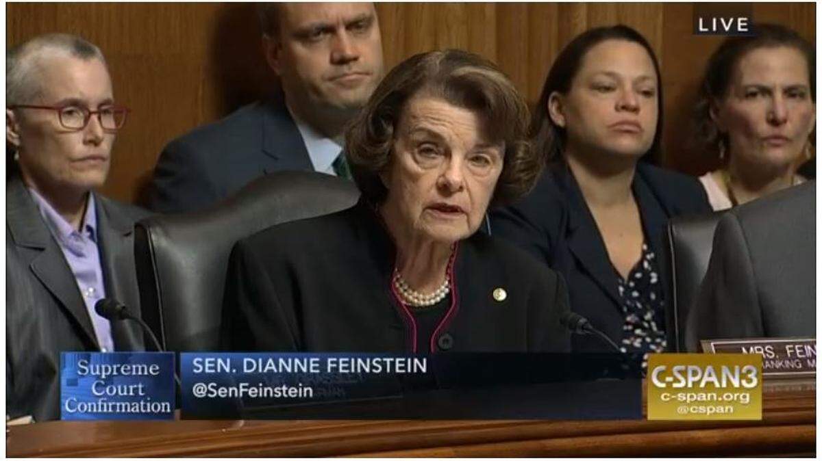 Senator Dianne Feinstein speaks at the opening of the hearing on sexual assault allegations against Brett Kavanaugh in the Senate Judiciary Committee.