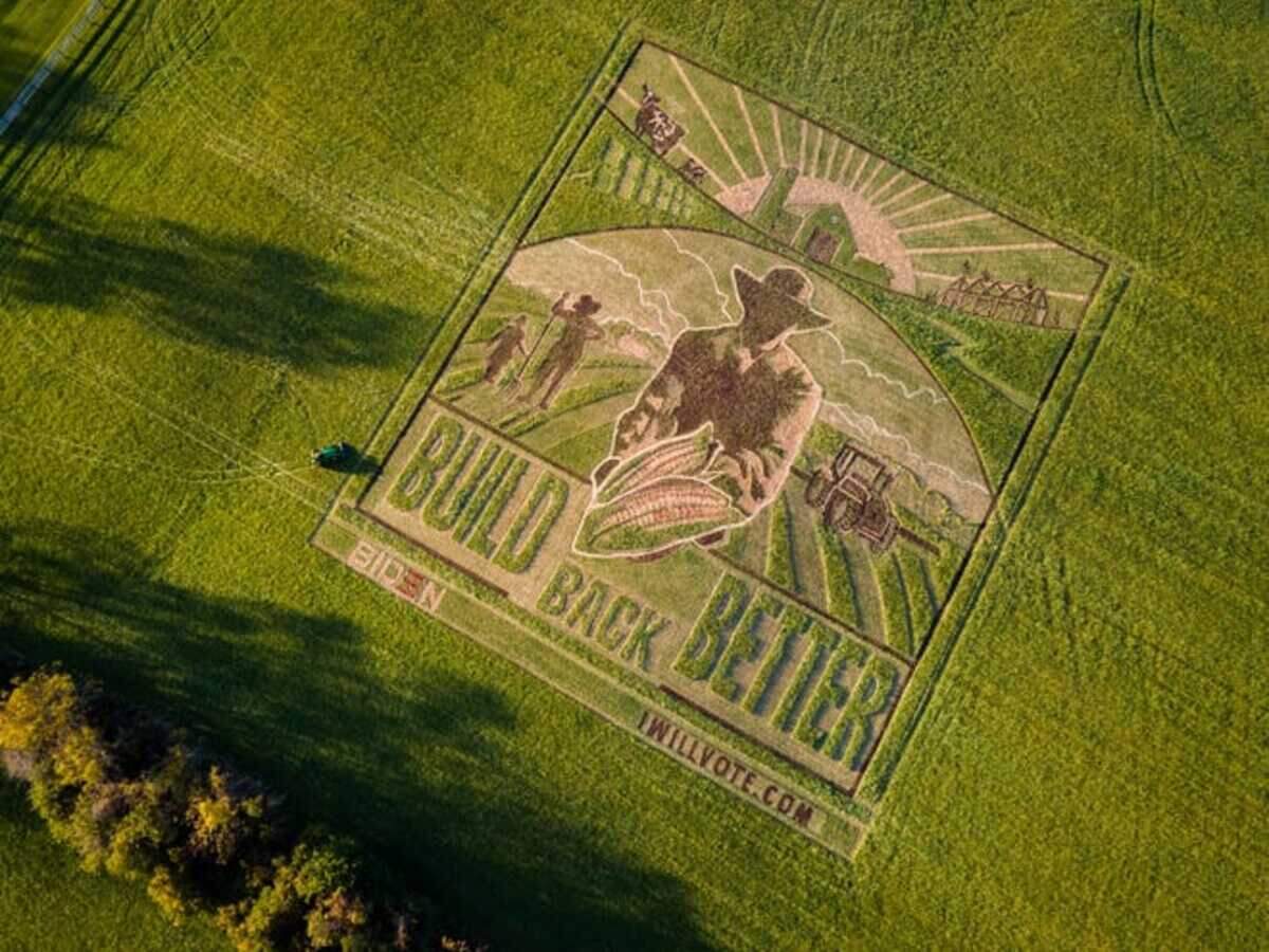 Crop art for Joe Biden made by the Father of Crop Art