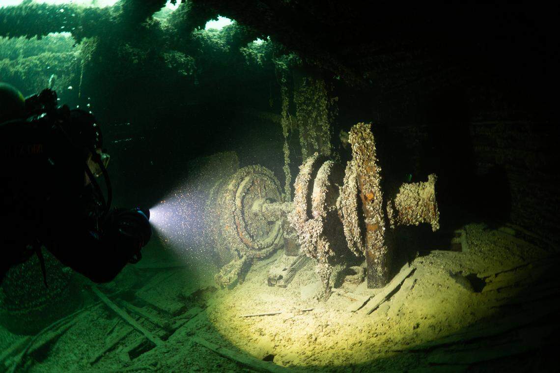Part of the shipwreck.