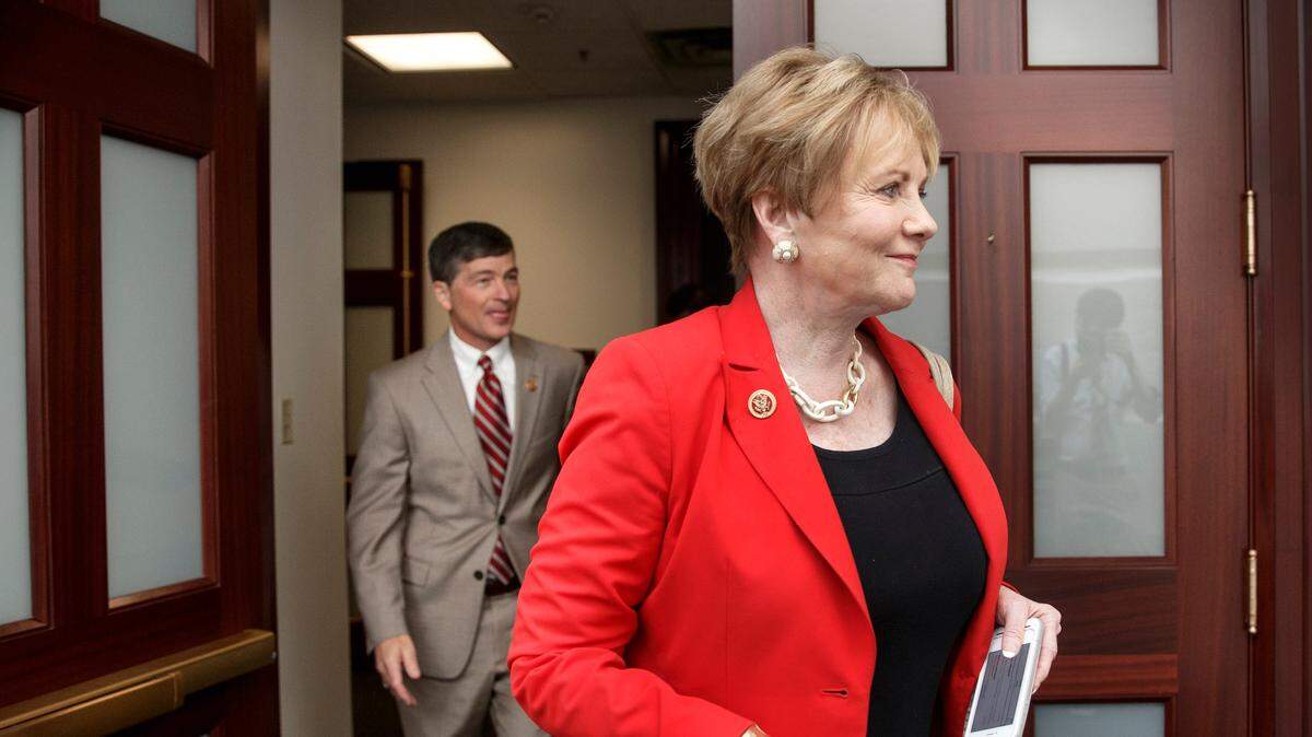 Rep. Kay Granger, R-Texas, leaves a closed-door Republican strategy session at the Capitol in Washington, Thursday, July 31, 2014.