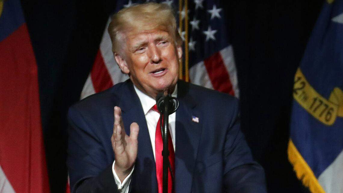 Former President Donald Trump speaks at the North Carolina Republican Convention on Saturday, June 5, 2021, in Greenville, N.C.