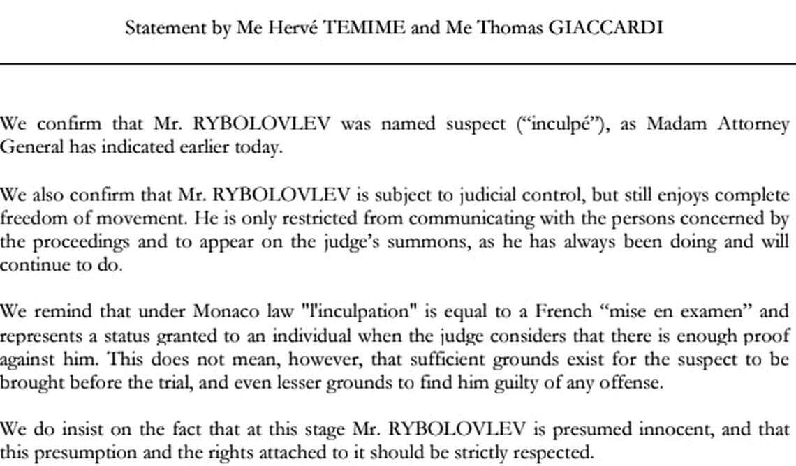 This statement from lawyers representing Russian tycoon Dmitry Rybolovlev proclaims his innocence in a corruption probe in Monaco. Events there have put a spotlight on the man who paid an astronomical sum in 2008 for Donald Trump’s Palm Beach mansion.