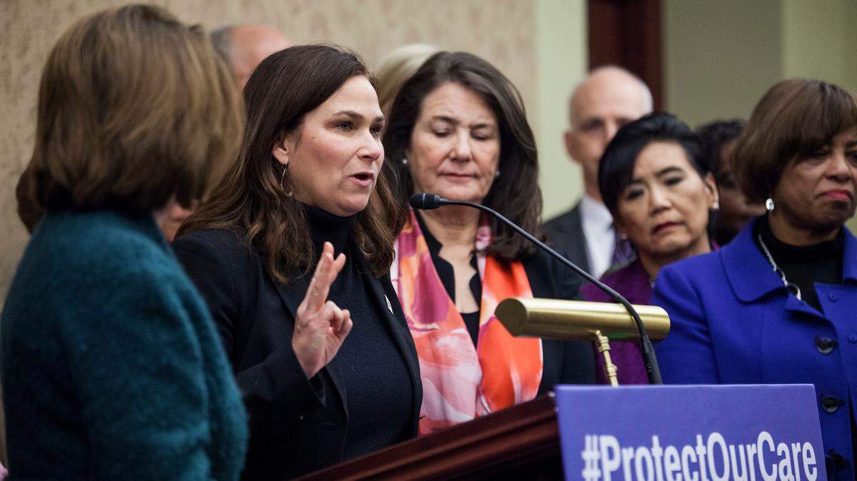 NARAL Pro-Choice America President Ilyse Hogue speaks during a news conference discussing women's health care.