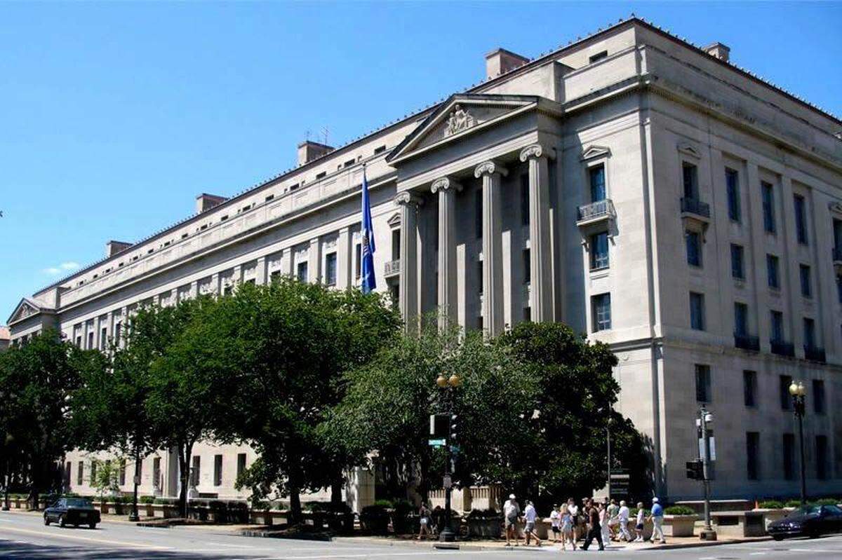 The Robert F. Kennedy Department of Justice building in Washington, DC.