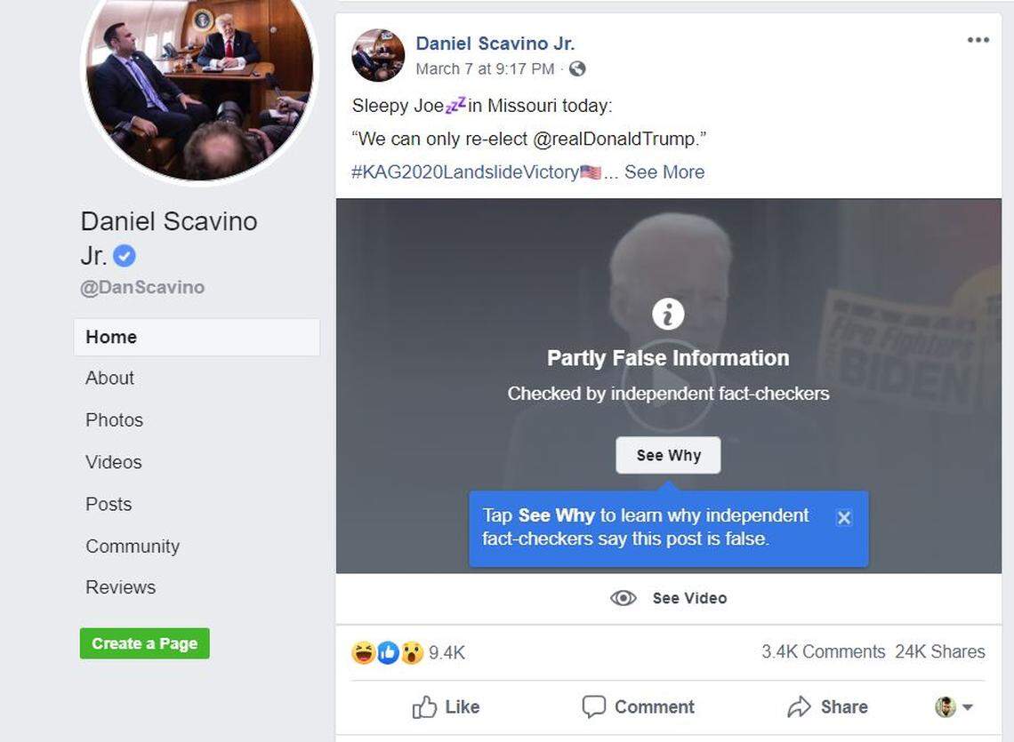 Facebook labeled a video share by the White House social media director as “partly false,”