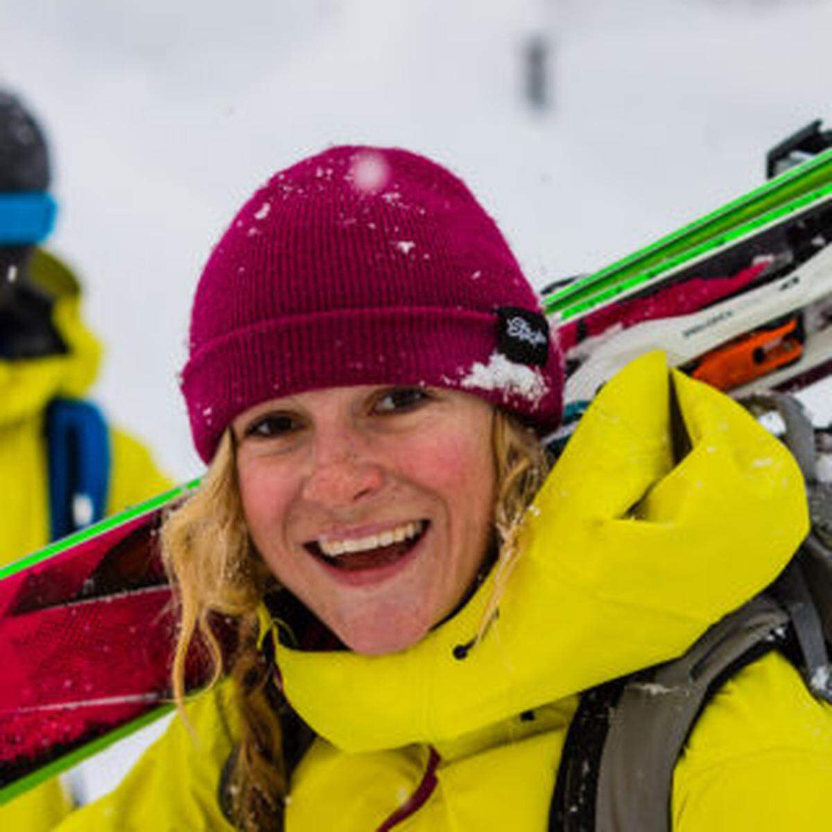 Lexi Dupont, a celebrity mountain free skier, smiles while skiing at the Kiroro resort in Japan in 2014.
