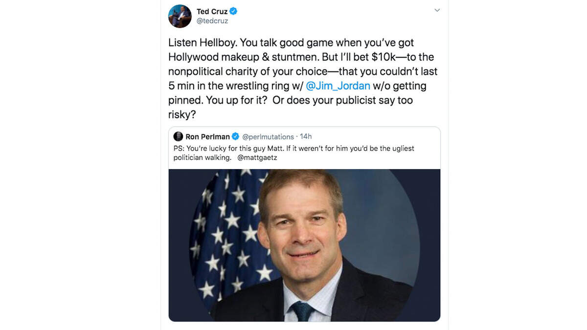 Sen. Ted Cruz, R-TX, tweeted at actor Ron Perlman