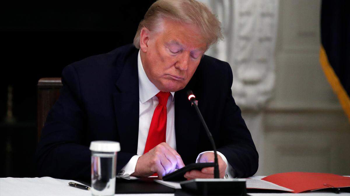 President Donald Trump was banned from Facebook and Twitter.(AP Photo/Alex Brandon, File)