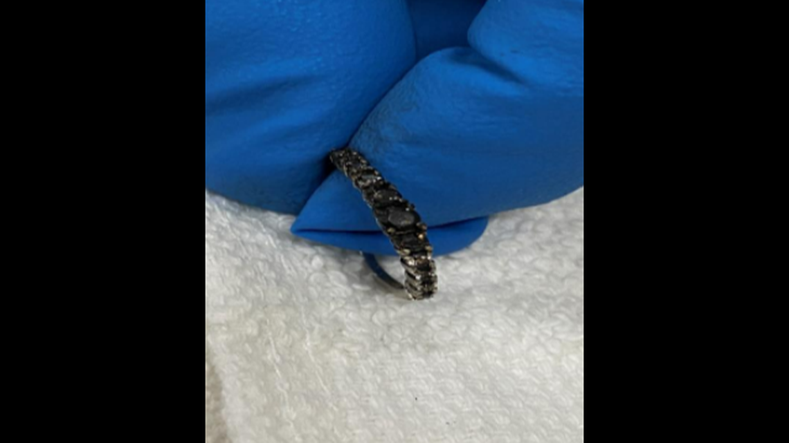 The ring in this picture was found on a woman’s body in Antioch, California, on Oct. 17, 2022, after she was found set on fire.