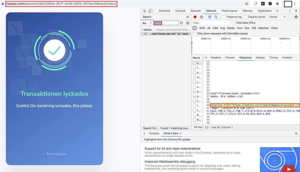 A screenshot from one of the victims shows how NasPay had been used to pay for VeteroBanc, one of the brands sold by Milton.
