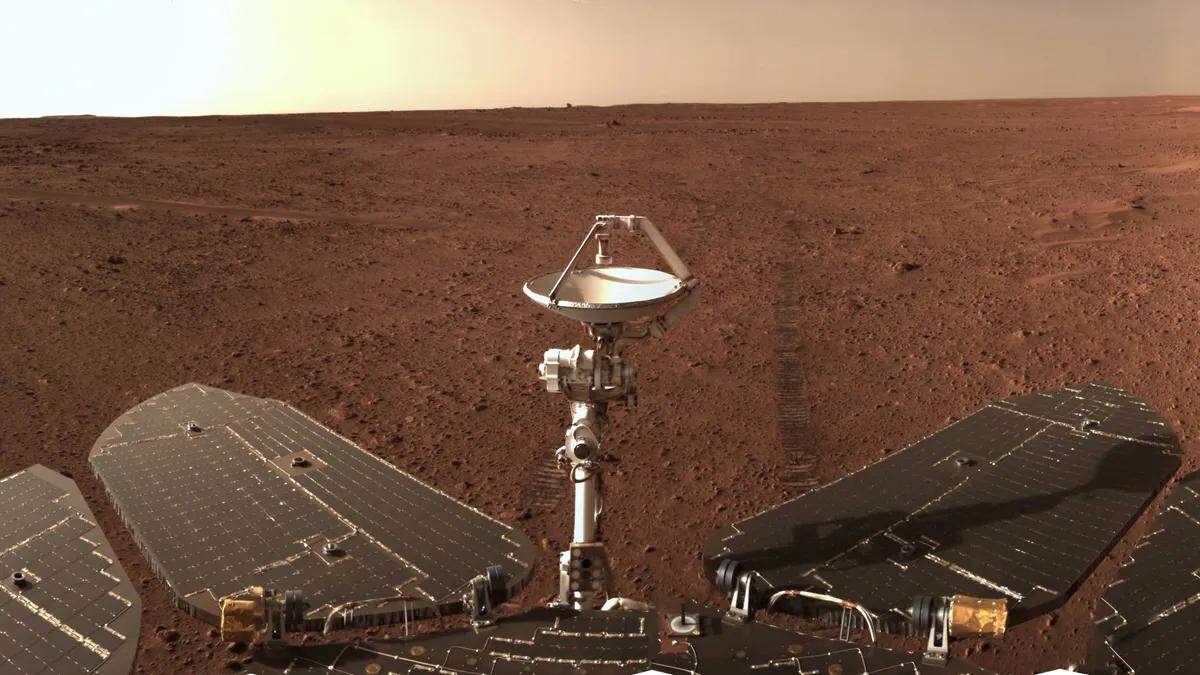 China’s Zhurong rover, pictured here on the surface of Mars, died just a year into its mission. China is only the second country to operate a rover on the Red Planet after the United States.