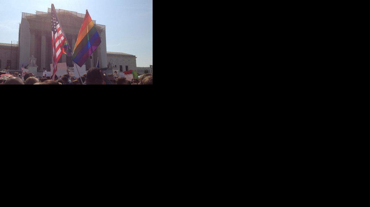 Flags on display at the Supreme Court, June 26, 2013, for the opinion on the Defense of Marriage Act.