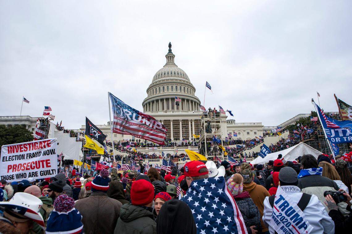 Insurrections loyal to President Donald Trump rally at the U.S. Capitol in Washington on Jan. 6, 2021.