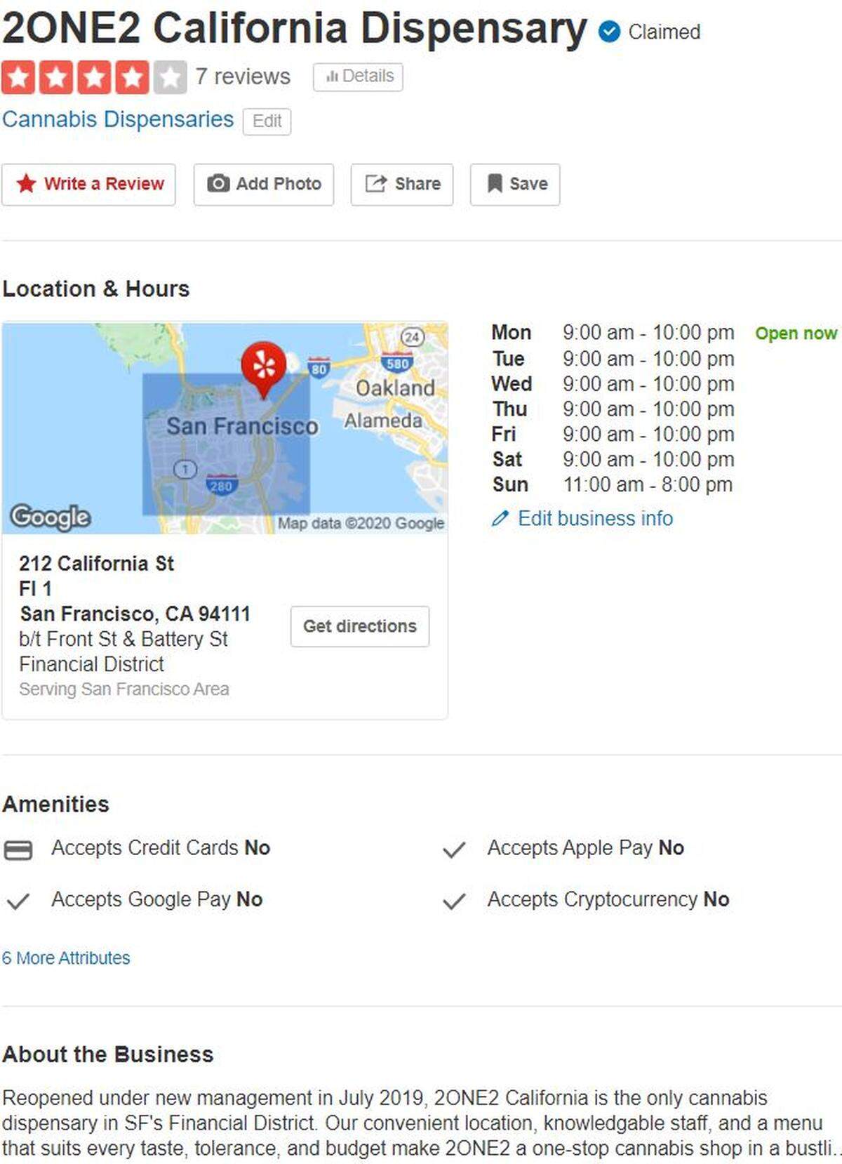 A listing for the 212 California Dispensary on the web site Yelp indicates that the store reopened under new management in July 2019, which is when Dmitry Kasatov, Alexander Mikhalev and Lawrence Michelson first appeared on the store’s corporate documents.