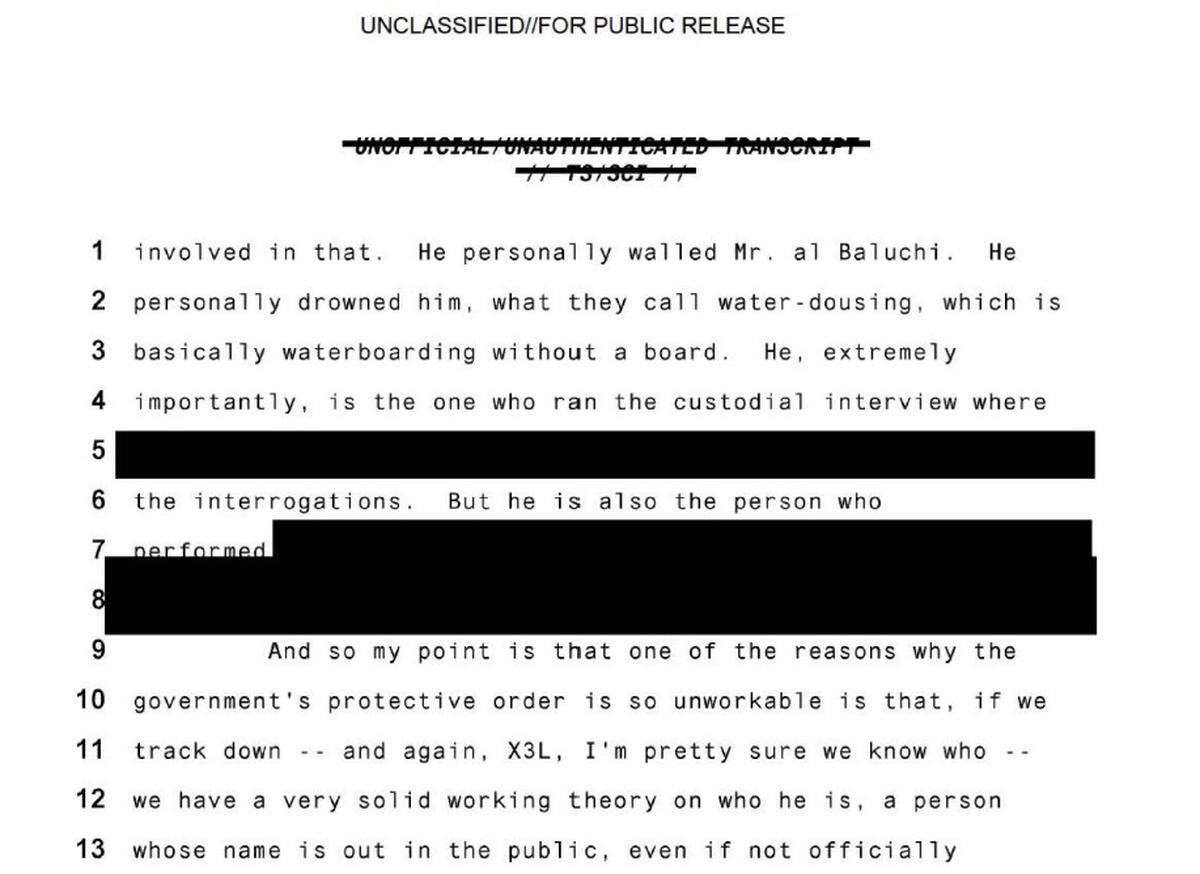 From a partially declassified closed-court hearing held at Guantánamo on May 3, 2018.