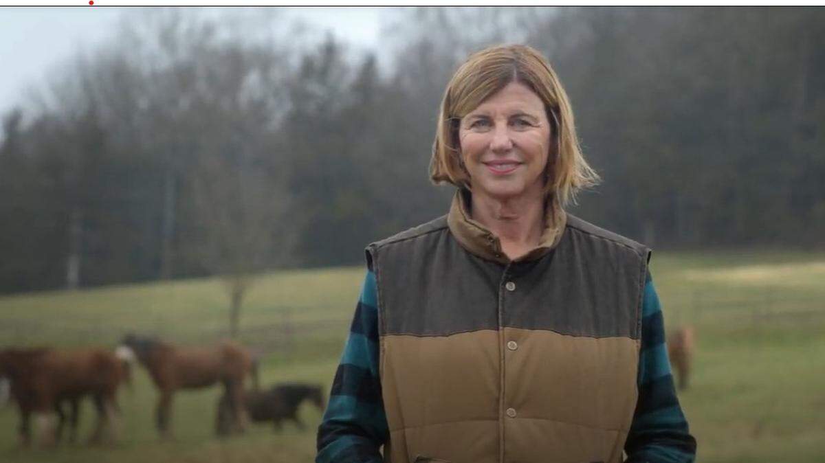 St. Louis philanthropist Trudy Busch Valentine announced her candidacy in the Democratic primary for U.S. Senate in Missouri on Tuesday. She is seen here in a screen shot from her campaign video.