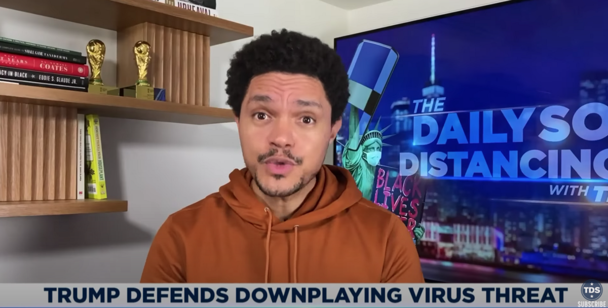 Trevor Noah of the Daily Show weighs in on President Trump’s comments on being a “cheerleader”