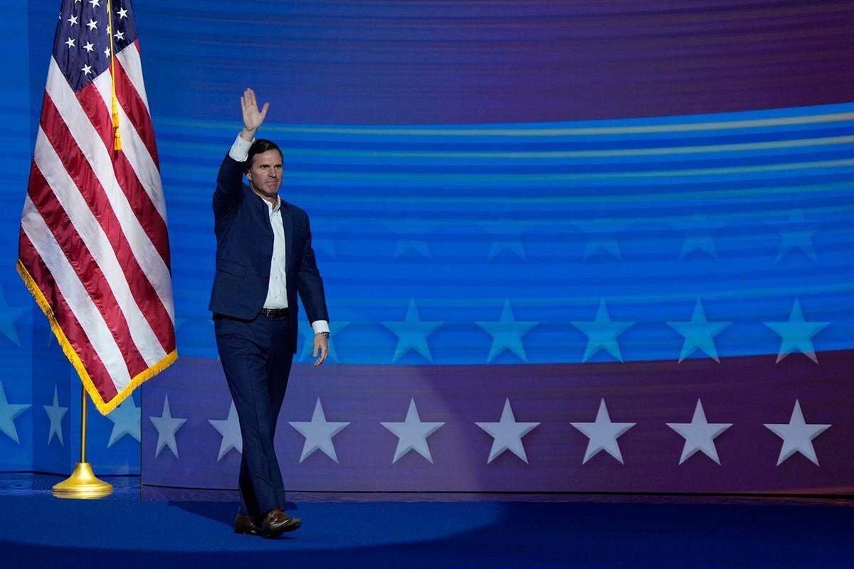Kentucky Gov. Andy Beshear speaks during the first day of the Democratic National Convention at the United Center, Aug. 19, 2024.