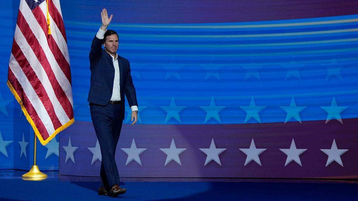 Kentucky Gov. Andy Beshear speaks during the first day of the Democratic National Convention at the United Center, Aug. 19, 2024.
