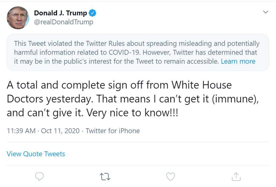 Twitter flagged a tweet from President Donald Trump on Sunday.
