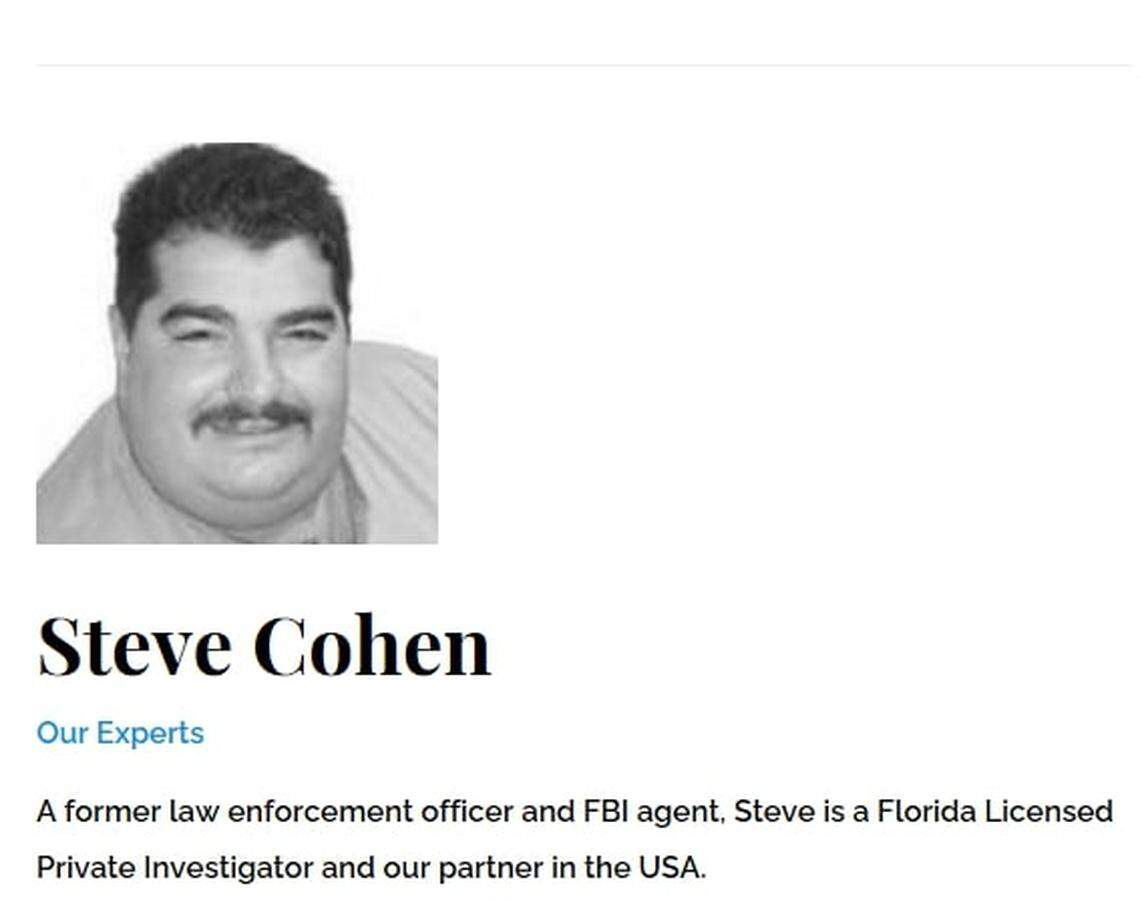 The screenshot from the website of Costa Rica’s General PI Latam describes its U.S. partner Steve Cohen, born Stanislav Doudnik, as a former cop and FBI agent. The South Florida private detective was neither.