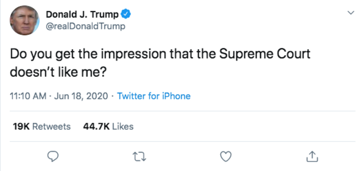 President Trump’s tweet after Supreme Court’s DACA decision