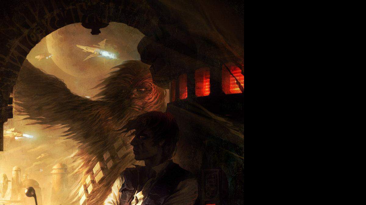 A dangerous Han Solo awaits trouble in "Shadows of Tatooine" by Raymond Swanland. From "Star Wars Art: Visions" (Abrams, $40)