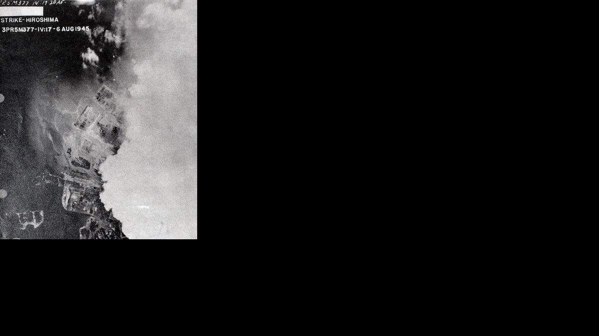 This is the only known photo looking straight down on Hiroshima soon after the atomic bomb was dropped.