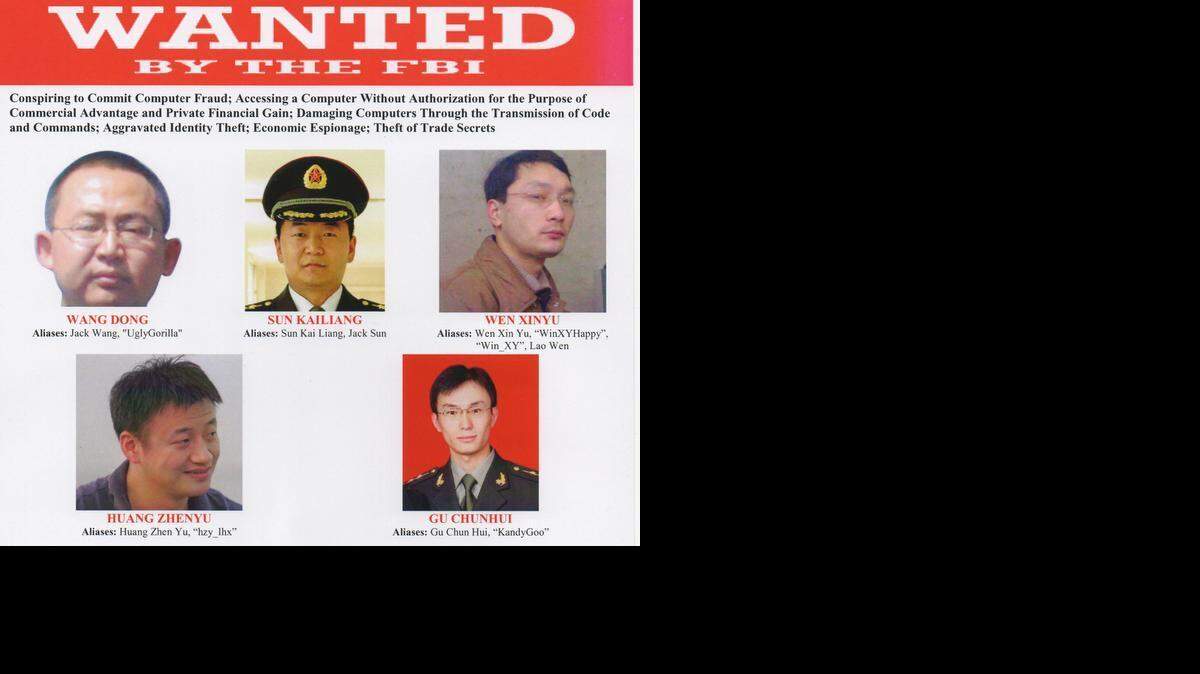 FBI wanted poster for Chinese cybercrime 
