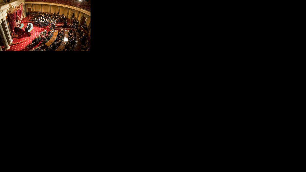 Members of the U.S. Senate in the Old Senate Chamber in the U.S. Capitol.