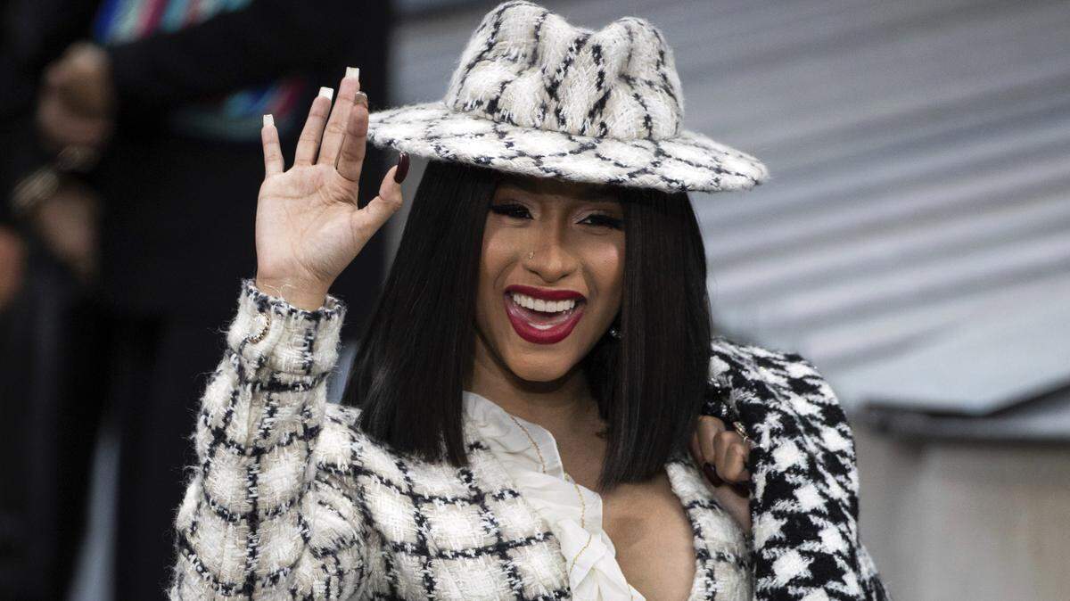 Singer Cardi B attends the Chanel Ready To Wear Spring-Summer 2020 collection during fashion week in Paris, Tuesday, Oct. 1, 2019.