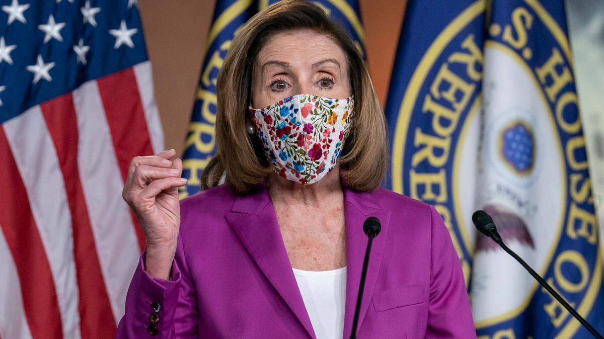 Speaker of the House Nancy Pelosi, D-Calif., holds a news conference on the day after violent protesters loyal to President Donald Trump stormed the U.S. Congress, at the Capitol in Washington, Thursday, Jan. 7, 2021. Pelosi said in a statement Wednesday that lawmakers who refuse to comply with new security protocols will face a fine.