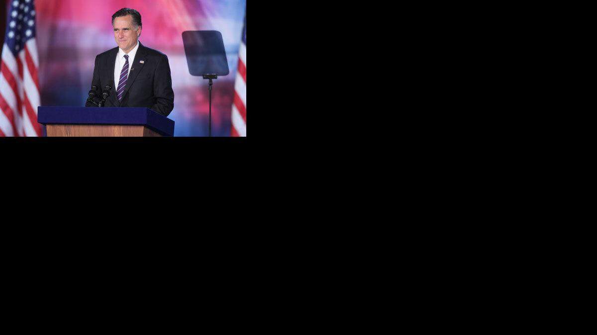 Gov. Mitt Romney concedes to President Barack Obama at the Boston Convention and Exhibition Center.