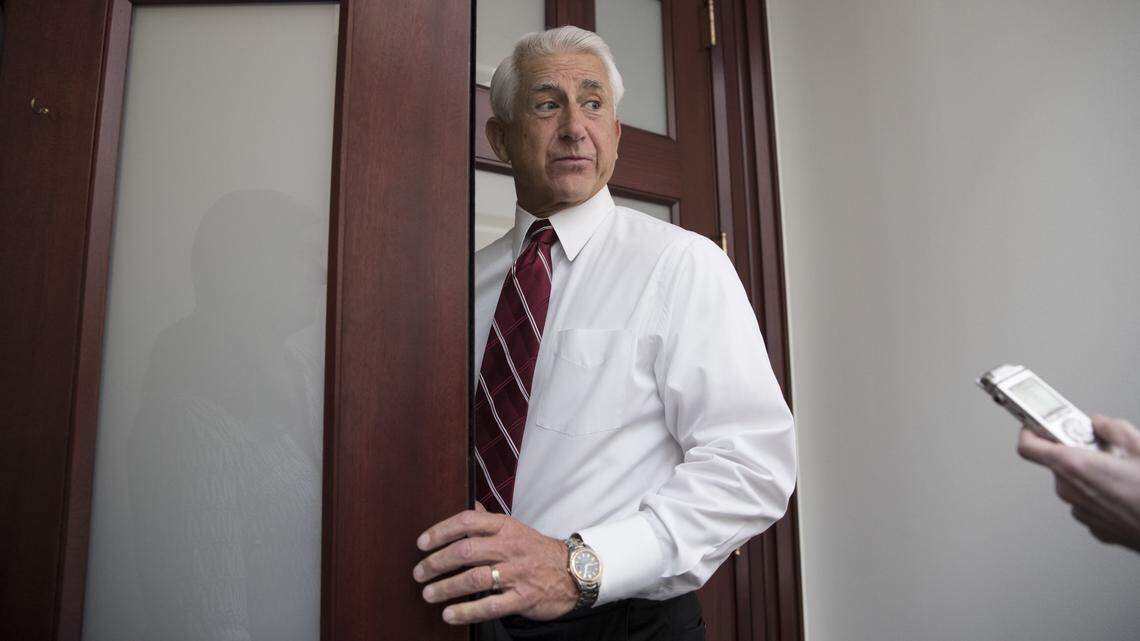 Rep. Dave Reichert, R-Wash., arrives for a House Republican Conference meeting on Capitol Hill in Washington, Friday, July 28, 2017. Reichert announced his retirement in September, creating an electoral scramble for the 8th Congressional District seat that will likely be the most expensive race in Washington state history.