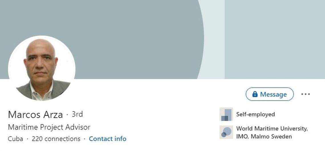 This screenshot of the LinkedIn page of Marcos Arza shows him as the former chief of Acemex Management Company Limited, a Liechtenstein-based maritime company that ties to the Cuban government. Arza was replaced atop Acemex in 2012 by Guillermo Faustino Rodriguez López-Calleja, the brother of a powerful Cuban brigadier general blacklisted in 2020 by the U.S. Treasury Department.