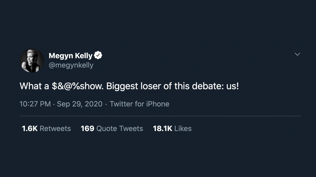 Megyn Kelly tweeted about the first presidential debate between Joe Biden and President Donald Trump