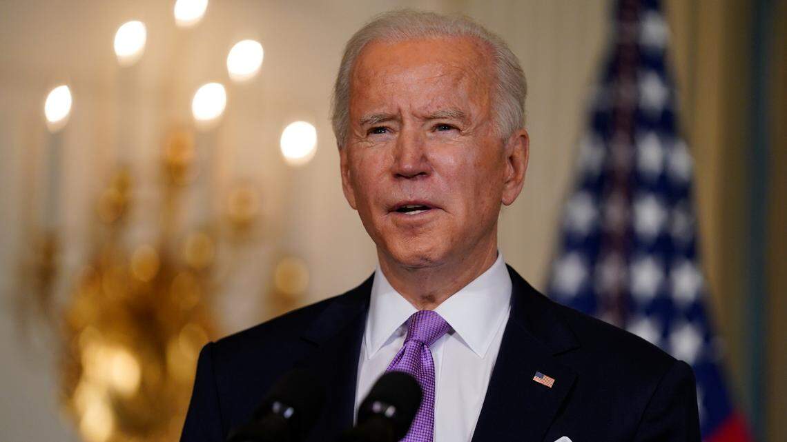 President Joe Biden delivers remarks on racial equity, in the State Dining Room of the White House, Tuesday, Jan. 26, 2021, in Washington. He’ll sign four executive actions related to equity Tuesday. (AP Photo/Evan Vucci)