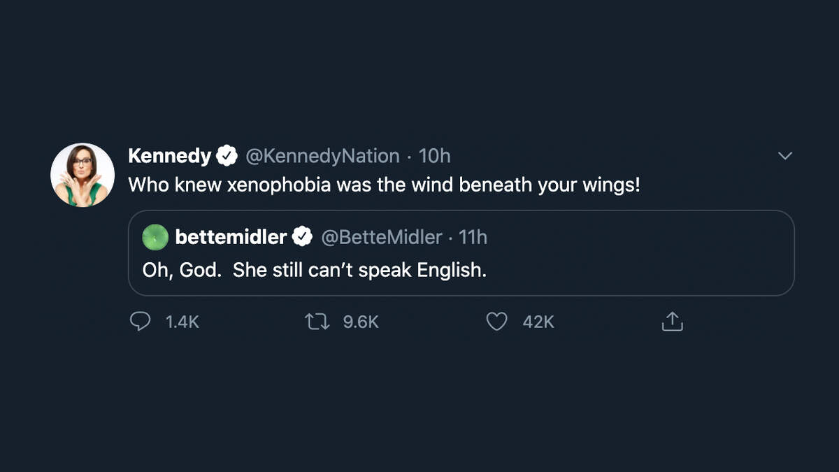 Lisa Kennedy Montgomery slams Bette Midler for her tweet about Melania Trump speaking at the 2020 Republican National Convention