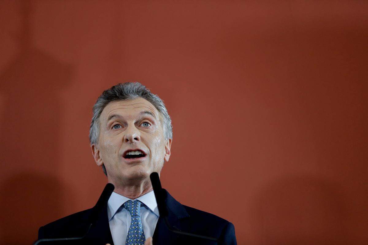 Argentina’s President Mauricio Macri speaks from the government house in Buenos Aires, Argentina, in September 2018.
