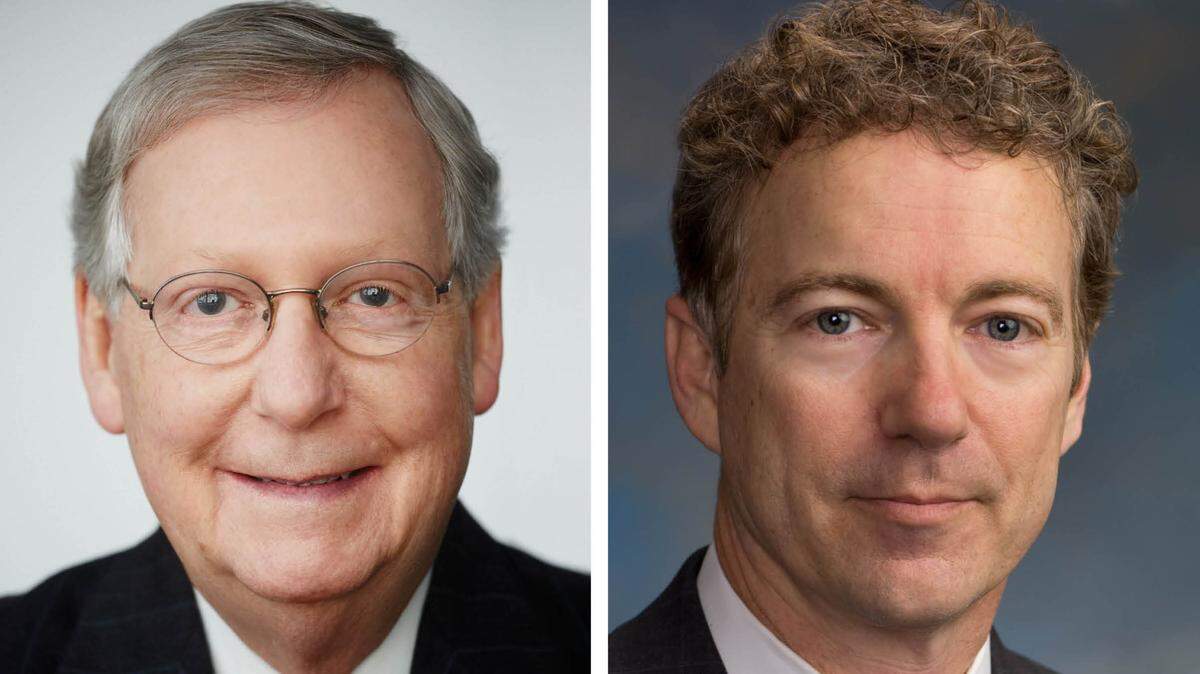 Kentucky senators Mitch McConnell, left, and Rand Paul.