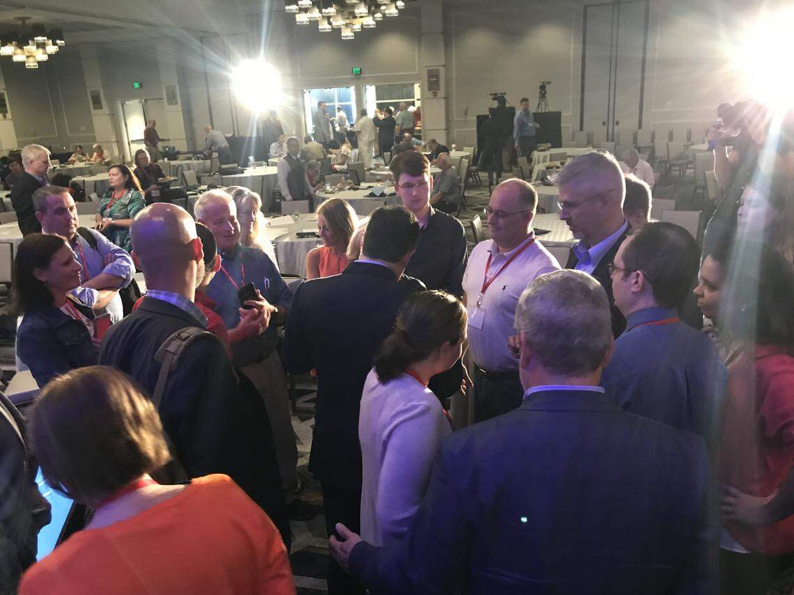 Texas Sen. Ted Cruz takes photos with supporters at the Resurgent Gathering in Austin, Texas, August 4, 2018.