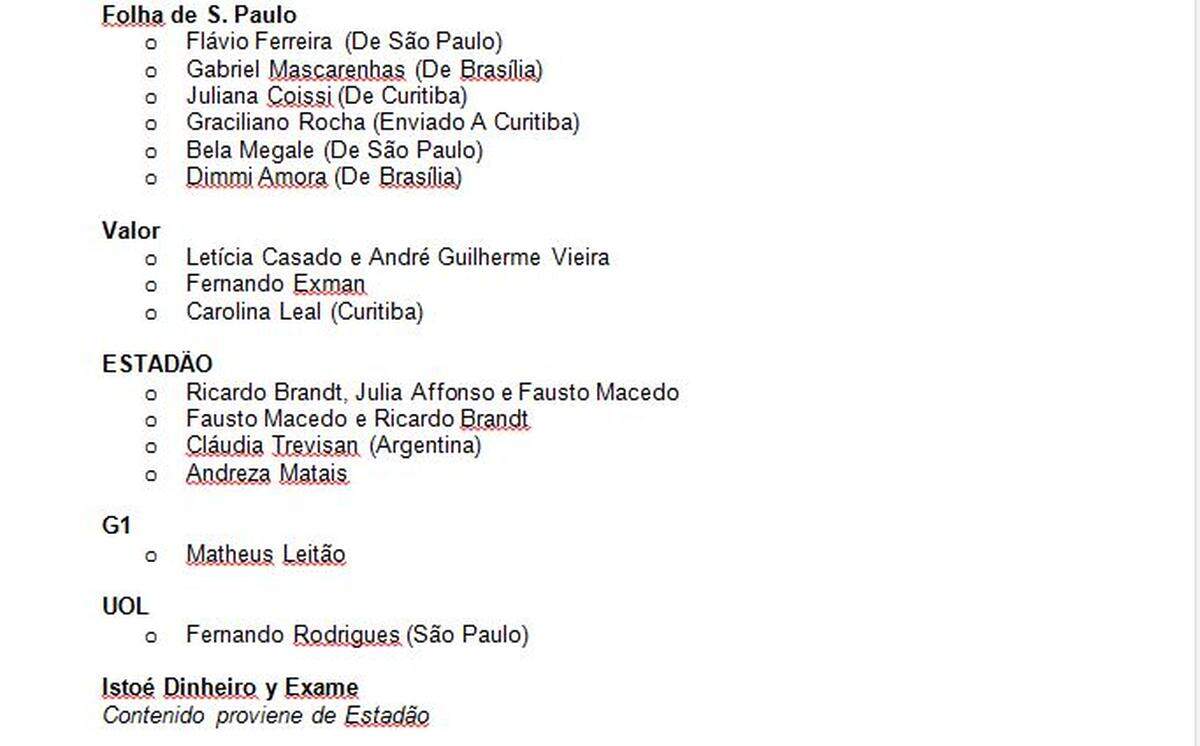 This screen shot of a memo from Mossack Fonseca to New York-based FTI Consulting lists the names of Latin American reporters the two hoped to influence in their coverage of a widening scandal.