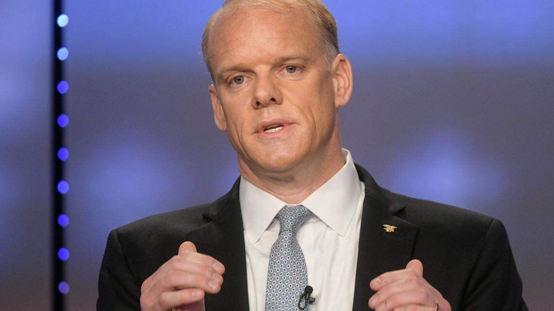 Georgia Republican gubernatorial candidate Clay Tippins participates in a debate May 20 in Atlanta.