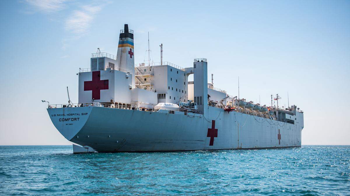The Military Sealift Command’s hospital ship USNS Comfort on May 12, 2018 in this Pentagon photo.