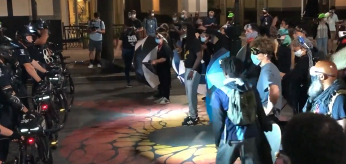 Demonstrators clash with police during protest of the Republican National Convention in Charlotte, N.C.