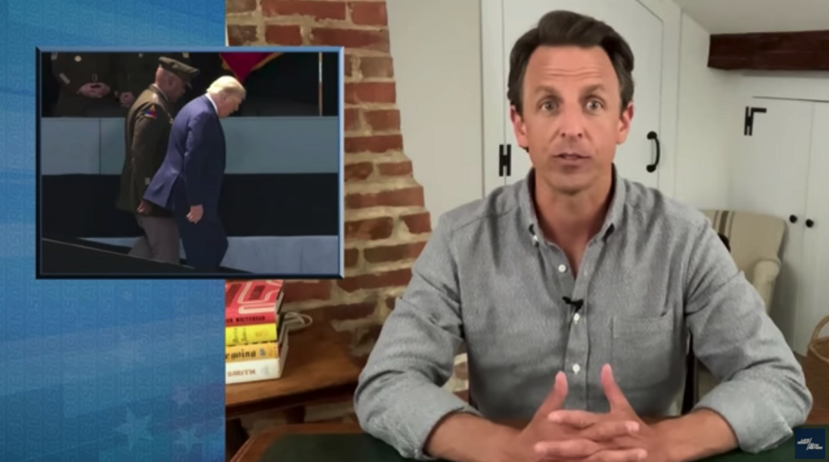 Seth Meyers comments on President Trump’s walk down the ramp that sparked speculation about his health.