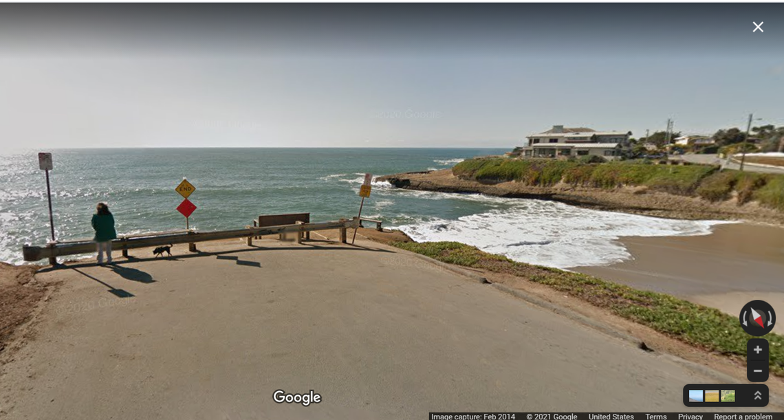 In this February 2014 Google Maps screenshot, Sunny Cove Beach is shown. Santa Cruz County Sheriff’s Office blocked off Sunny Cove Drive while officials retrieve a vehicle that drove off the cliff on Sept. 17, 2021.