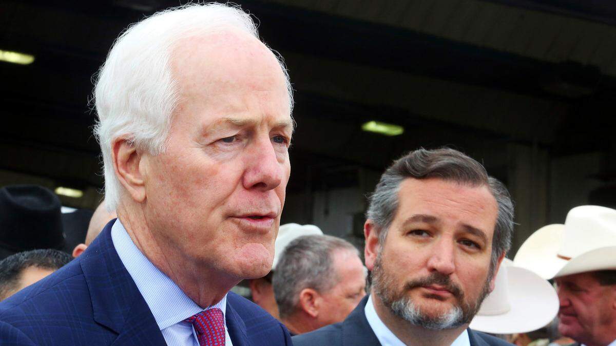 Sen. John Cornyn, left, R-Texas, and Sen. Ted Cruz, R-Texas, strongly oppose Democrats’ voting bill, calling it a “shameless power grab” and a “partisan takeover bill.”