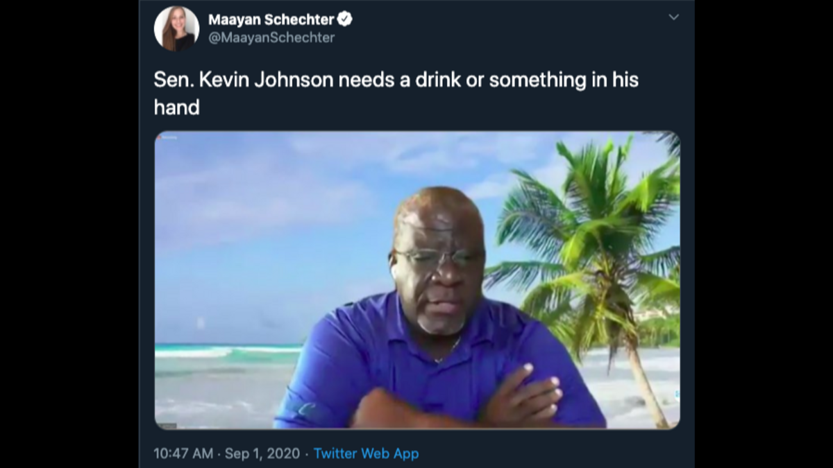 South Carolina Sen. Kevin Johnson on a video chat on September 1, 2020