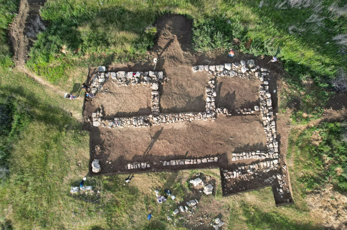 The ruins of a central building for public and religious activity.